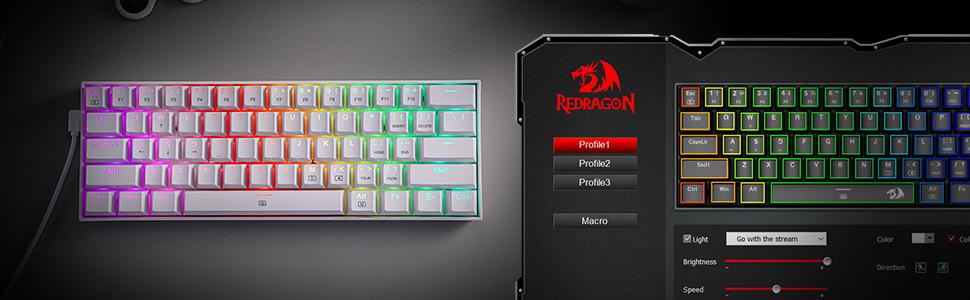 Redragon K630 RGB 60% GAMING KEYBOARD ( BLACK / WHITE )